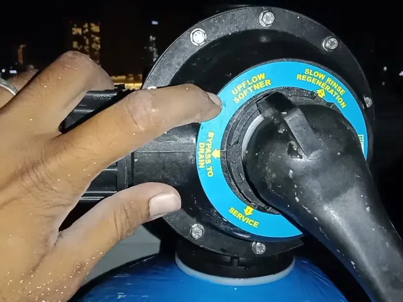 Whole-home water softener with control valve, brine tank, and plumbing connections for How Long Do Copper Pipes Last in Goodyear’s Hard Water? (And When to Stop showing whole water softener control valve brine tank connections copper pipe lifespan detail